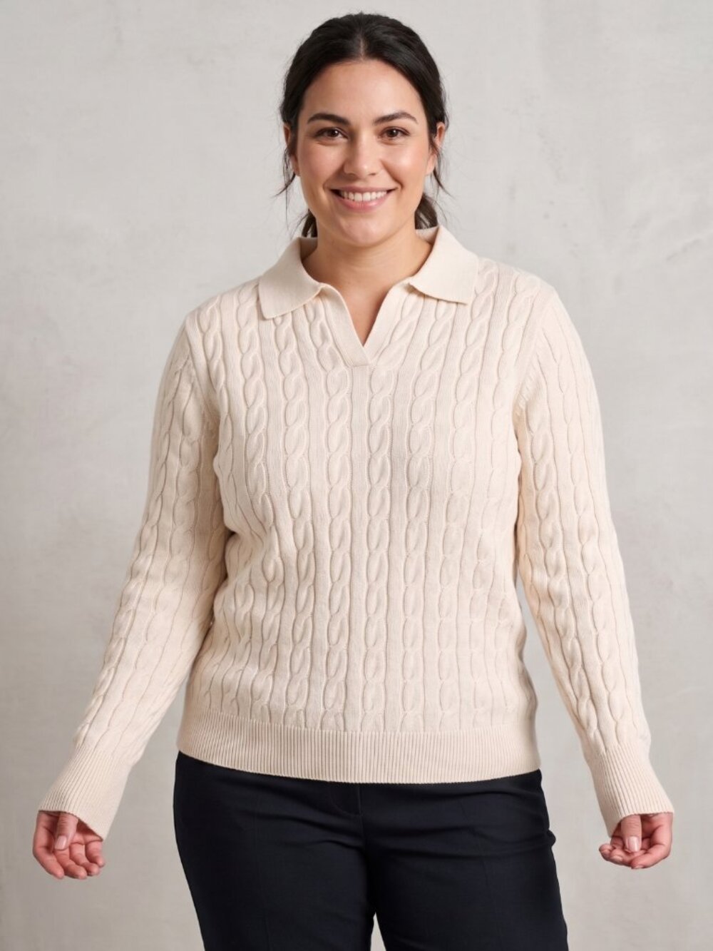 NWT BTFBM Cream Cable Knit Polo Sweater Relaxed Oversized Fit XXL